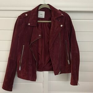 MNG Maroon real suede jacket in Medium